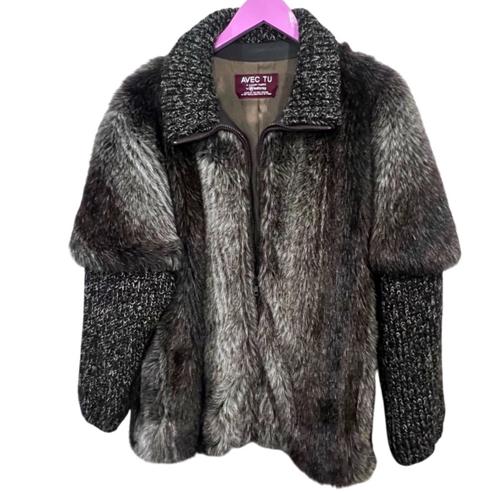 Avec Tu Fur Leather Jacket full zip